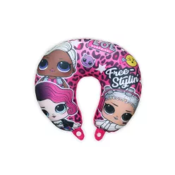   LOL Puppe Reisekissen für Mädchen - Nackenkissen - LOL Surprise Free Styling Schriftzug - pink