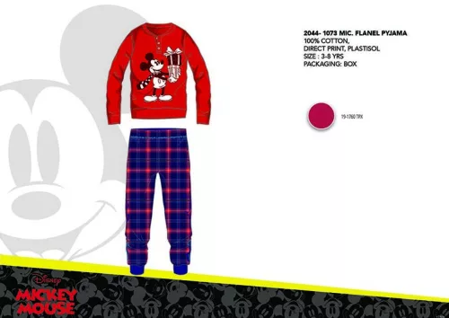 Winter dicke Baumwollkinderpyjama - Flanellpyjama - Disney Mickey Maus - rot - 116