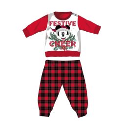   Disney Mickey Maus Winter dicke Weihnachtsbaby-Strampelanzug - Baumwollflanell-Strampelanzug - rot-schwarz - 92