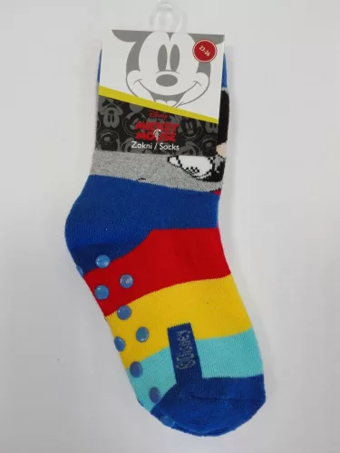 Rutschfeste Kindersocken - Micky Maus - Vollplüsch - Mittelblau - 23-26