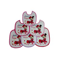  Minnie Maus Baby Lätzchen 6 Stück/Packung - Baumwoll-Lätzchen - Hellrosa-Rosa-Dunkelrosa-Pink-Rot-Lila