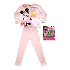   Langer dünner Baumwoll-Kinderpyjama - Minnie Maus mit Schmetterlingen - Jersey - hellrosa - 98