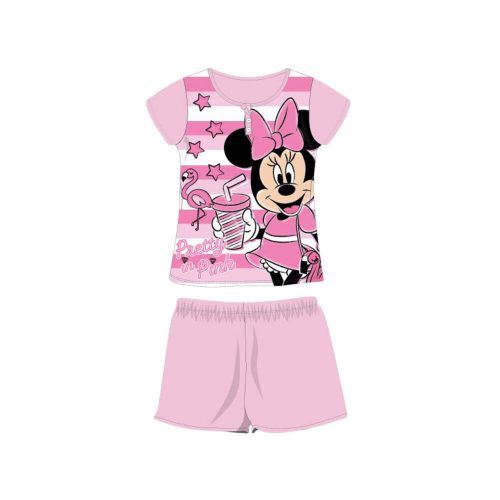 Sommer-Kurzarm-Kinder-Baumwollpyjama - Disney Minnie Maus - gestreift - hellrosa - 134