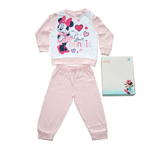Langer dünner Baumwollbaby-Strampler - herzförmige Minnie Mouse - Jersey