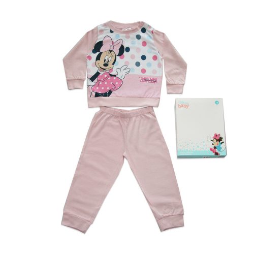 Langer dünner Baumwollbaby-Strampler - gepunktete Minnie Mouse - Jersey