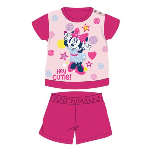 Sommerlicher kurzärmeliger Baumwollbaby-Strampler - Disney Minnie Mouse - gestreift - pink - 92
