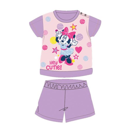 Sommer Kurzarm-Baumwollbaby-Pyjama - Disney Minnie Maus - Sternen - Helllila - 80