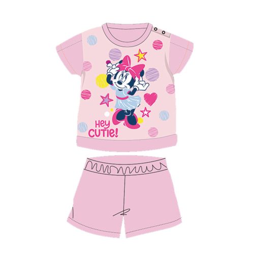 Sommer Kurzarm-Baumwollbaby-Pyjama - Disney Minnie Maus - Sternen - Hellrosa - 80