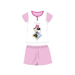   Sommer-Kurzarm-Kinder-Baumwollpyjama - Disney Minnie Maus - Minnie-Schriftzug - hellrosa - 128