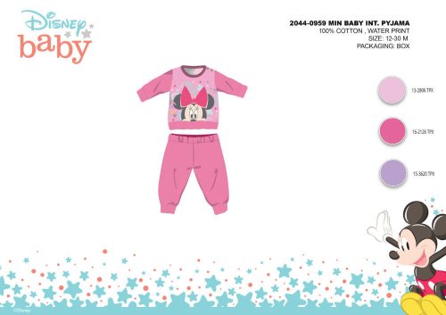 Winter Baumwoll Interlock Baby Pyjama - Disney Minnie Mouse - Rosa - 92