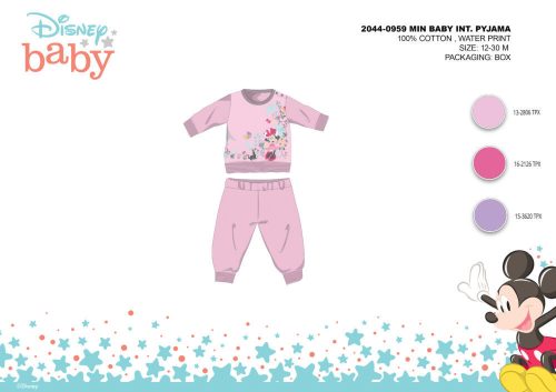 Winter Baumwoll Interlock Baby Pyjama - Disney Minnie Mouse - Hellrosa - 92