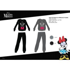   Winterlicher Baumwollinterlock-Damenpyjama - Disney Minnie Maus - Grau - S