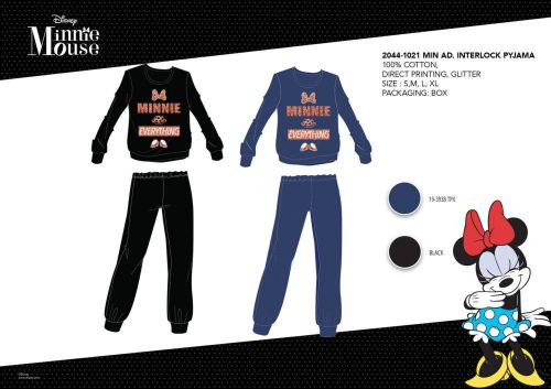 Winterlicher Baumwollinterlock-Damenpyjama - Disney Minnie Maus - Minnie Everything Aufdruck