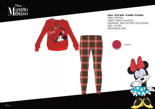 Winter dicke Baumwollkinderpyjama - Flanellpyjama - Disney Minnie Maus - rot - 122