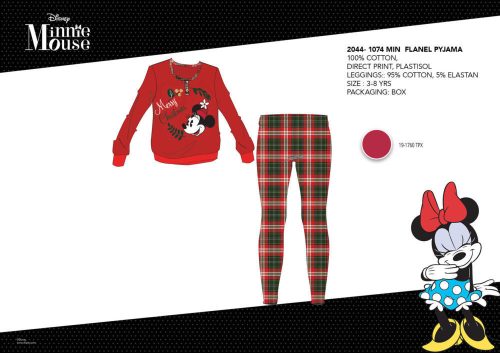 Winter dicke Baumwollkinderpyjama - Flanellpyjama - Disney Minnie Maus - rot - 128