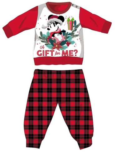 Disney Minnie Maus Winter Dickes Weihnachtsbaby Pyjama - Baumwollflanell Pyjama - Rot-Schwarz - 92
