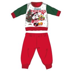  Disney Minnie Maus Winter Dickes Weihnachtsbaby Pyjama - Baumwollflanell Pyjama - Rot-Grün - 80