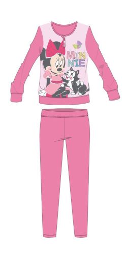 Disney Minnie Maus Winter-Baumwoll-Kinderpyjama - Interlock-Pyjama - Schmetterlingsmuster - Rosa - 128