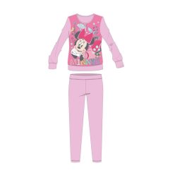   Disney Minnie Maus Winter Baumwoll Kinderpyjama - Interlock Pyjama - Blumenmuster - Hellrosa - 134-140