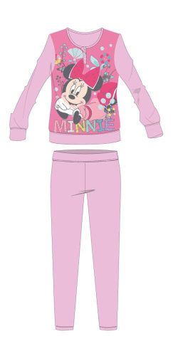 Disney Minnie Maus Winter Baumwoll Kinderpyjama - Interlock Pyjama - Blumenmuster - Hellrosa - 134-140