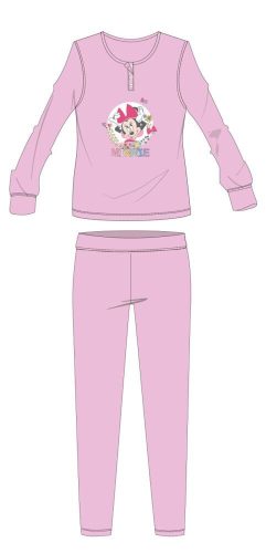 Disney Minnie Maus Winter-Baumwoll-Kinderpyjama - Interlock-Pyjama - Hellrosa - 128
