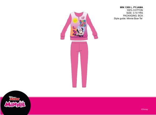 Disney Minnie Maus Winter Dünner Baumwoll Kinderpyjama - Jersey Pyjama - Dunkelrosa - 122