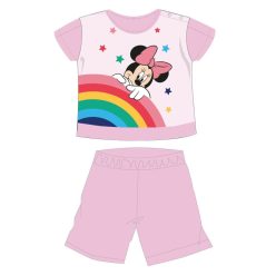   Disney Minnie Maus Sommer Kurzarm Baby Pyjama - Baumwoll-Jersey Pyjama - Regenbogenmuster - Hellrosa - 86