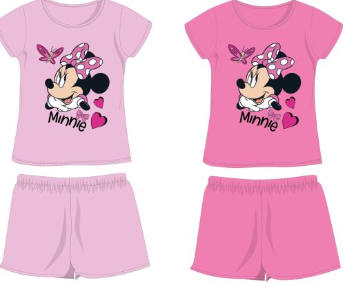 Disney Minnie Maus Baumwoll-Sommerensemble - T-Shirt-Shorts-Set - Hellrosa - 98