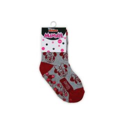   Rutschfeste Kinderknöchelsocken - Minnie Maus - Vollplüsch - Minnie Kopf - grau - 27-30