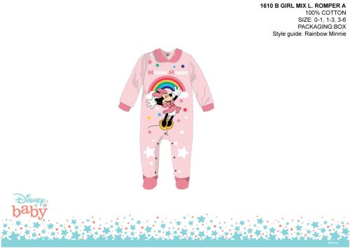 Disney Minnie Mouse Baby Romper - Mit Kragen - Mit Minnie Mouse Schriftzug - Hellrosa-Rosa - Für Babys von 0-1 Monat