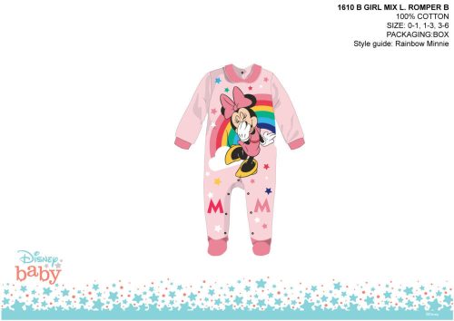 Disney Minnie Mouse Baby Romper - Mit Kragen - Hellrosa-Rosa - Für Babys von 0-1 Monat
