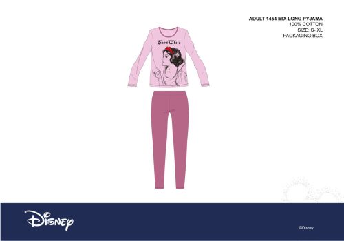 Disney Schneewittchen Damen Jersey Pyjama - Baumwollpyjama - Hellrosa-Lila - S