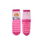Rutschfeste Kindersocken - Disney Prinzessinnen - Vollplüsch - Rosa gestreift - 23-26