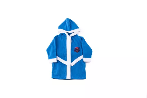 Kinderbademantel - Mikrofaser mit Kapuze - Spiderman - 122-128 - mittelblau