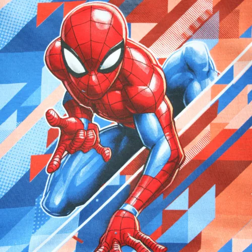 Langer dünner Baumwoll-Kinderpyjama - Spiderman - mit abstraktem Muster - Jersey - mittelblau - 128