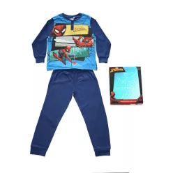   Langer dünner Baumwoll-Kinderpyjama - Spiderman - Jersey - dunkelblau - 104