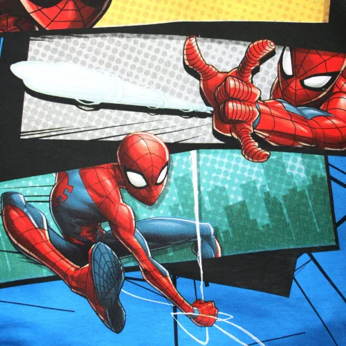 Langer dünner Baumwoll-Kinderpyjama - Spiderman - Jersey - dunkelblau - 128