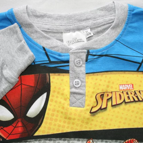 Langer dünner Baumwoll-Kinderpyjama - Spiderman - Jersey - grau - 110