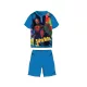 Sommer-Kurzarm-Kinder-Baumwollpyjama - Spiderman - mit Superhelden-Aufdruck - mittelblau - 116