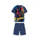 Sommer-Kurzarm-Kinder-Baumwollpyjama - Spiderman - mit Superhelden-Aufdruck - dunkelblau - 116