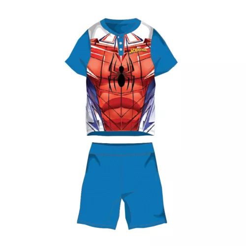 Sommer-Kurzarm-Kinder-Baumwollpyjama - Spiderman - mittelblau - 98