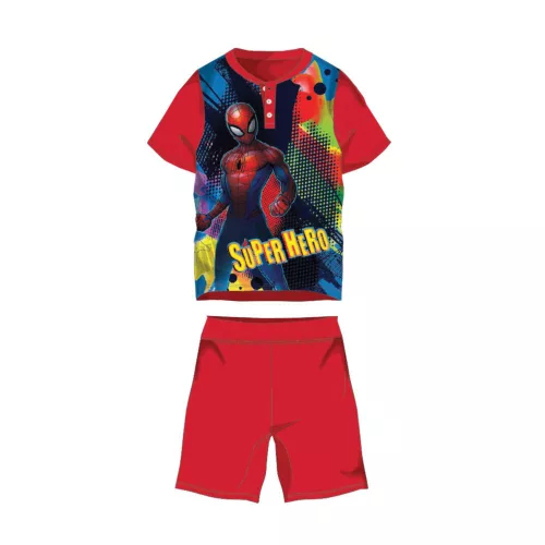 Sommer-Kurzarm-Kinder-Baumwollpyjama - Spiderman - mit Superhelden-Aufdruck - rot - 134