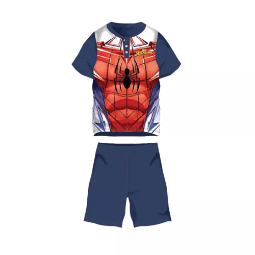 Sommer-Kurzarm-Kinder-Baumwollpyjama - Spiderman - dunkelblau - 134