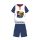 Sommer-Kurzarm-Kinder-Baumwollpyjama - Spiderman - Spiderman-Schriftzug - dunkelblau - 110
