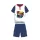 Sommer-Kurzarm-Kinder-Baumwollpyjama - Spiderman - Spiderman-Schriftzug - dunkelblau - 128