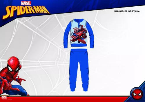 Winter Baumwoll-Interlock-Kinderpyjama - Spiderman - mittelblau - 110