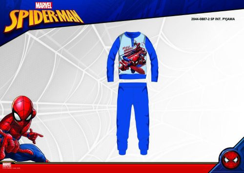 Winter Baumwoll-Interlock-Kinderpyjama - Spiderman - mittelblau - 134