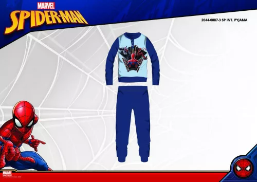 Winter Baumwoll-Interlock-Kinderpyjama - Spiderman - dunkelblau - 140