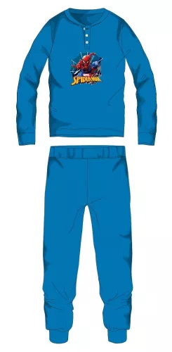 Spiderman Winter dickes Kinderpyjama - Baumwollflanellpyjama - Hellblau - 110