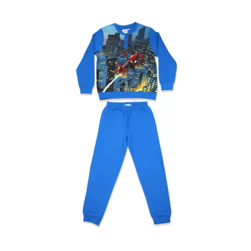 Winter-Flanell-Kinderpyjama - Spiderman - mittelblau - 134